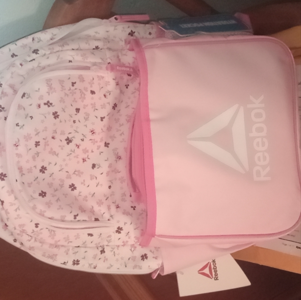 Reebok Pink and White Floral Backpack